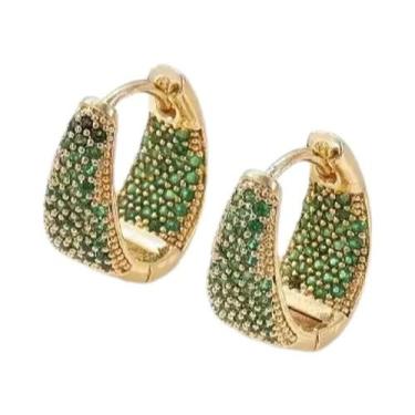 Imagem de Brincos De Argola Coloridos E Brilhantes De Zircônia Para Mulheres E M