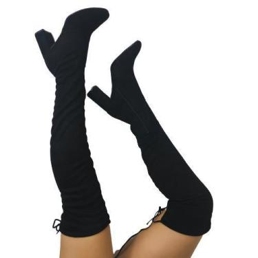 Imagem de Bota Paris Cano Alto Salto Bloco Over The Knee - Nanda Manu, Preto, 37