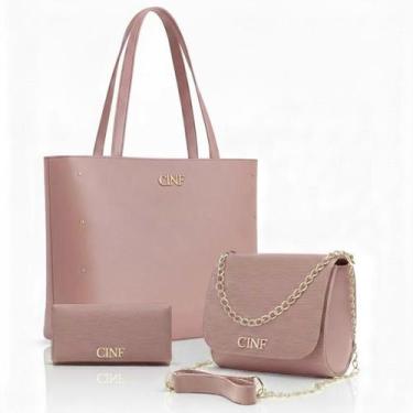 Imagem de Bolsas Feminina Kit Sacola Grande + Bolsa Pequena + Carteira - LHF Eco