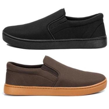 Imagem de Kit 2 Tênis Casual Slip On em Lona Sem Cadarço Leve Urban-Masculino