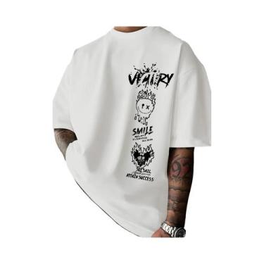 Imagem de Camiseta Masculina De Algodão Com Estampa Graffiti, Casual, Confortáve