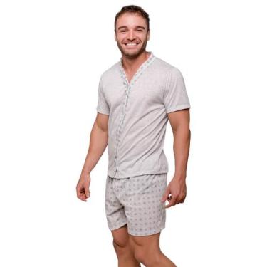 Imagem de Pijama Masculino Botão Americano Blusa Manga Curta E Shorts Cor:AzulTA