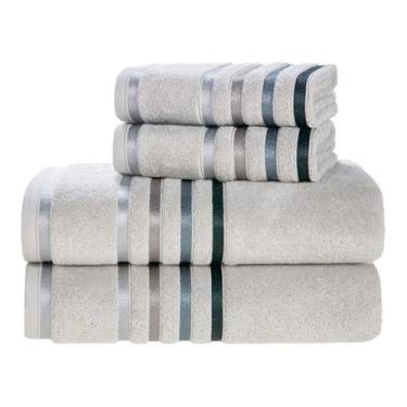 Imagem de Kit Jogo De Toalhas Karsten 4 Peças Banhão e Rosto Lumina Fio Penteado