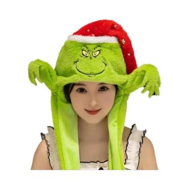 Imagem de Chapéu De Pelúcia Do Papai Noel Monstro Verde Kawaii, Bonito E Quente 
