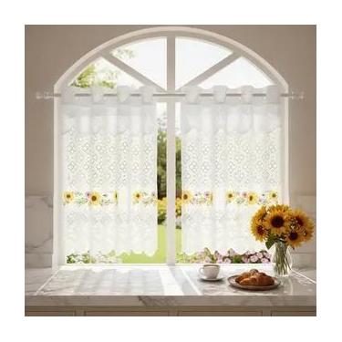 Imagem de Cortina Pia com Bando Vitro Real Renda Cozinha 1,60x0,80x0,20 - Interl