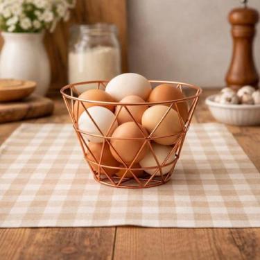 Imagem de Porta Ovos Mini Fruteira Aramada Metal Cobre Rosé Gold 16cm - Btc