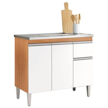 Imagem de Balcão de Pia Tatiane 100cm Amêndoa Branco - AJL