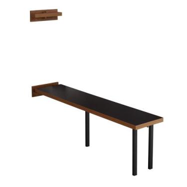 Imagem de UM Banco para Mesa Dobrável de Parede 5 Lugares (1,40 metros) Pto/Noro