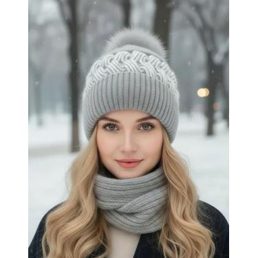 Imagem de Gorro Touca Forrada C/ Cachecol Fixo Lã Quente Frio Inverno - Modas Fa