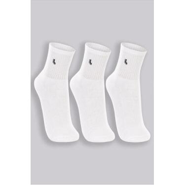 Imagem de Meia Lupo AM Sport Kit 3 Cano Médio - Conforto e Estilo, Branco, Branc