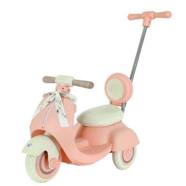 Imagem de Moto Elétrica Infantil 6V com Empurrador Rosa  Motinha Infantil com Ba