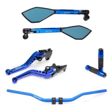 Imagem de Guidão Alto Manopla Manete Retrovisor Xt Crosser Lander - NoBrand, Azu