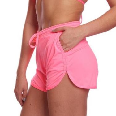 Imagem de Short Saída Praia Piscina Bolso Academia Corrida FMF Rosa-Feminino