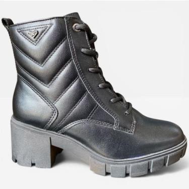 Imagem de Bota Coturno Via Marte Feminina Salto Bloco Tratorada Conforto, Preto,