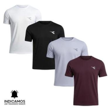 Imagem de Kit 4 Camisetas Diadora Small Logo Masculina - Preto e Branco P-Masculino