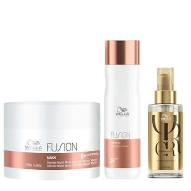 Imagem de Kit Máscara + Shampoo + Óleo Wella Professionals Fusion + Oil Reflections-Unissex