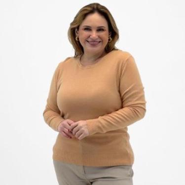 Imagem de Blusa City Lady Tricot Básica Plus Size Gola Redonda Feminina-Feminino