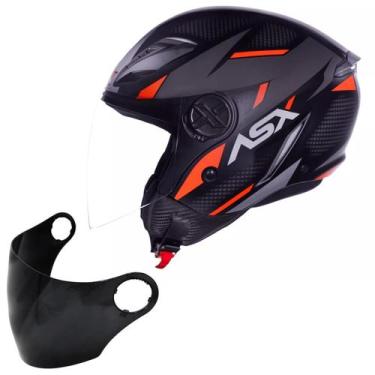 Imagem de Capacete Masculino Asx Aberto City Air Square + Viseira Fume, Preto Ve