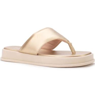 Imagem de Tamanco Chinelo Metalizado Tendência Moda 8343.15200 Sua Cia, Ouro, 37