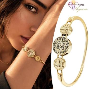 Imagem de Bracelete Pulseira Feminino São Bento Banhado a Ouro - Granado Acessór