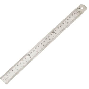 Imagem de Régua de Aço Inox 30cm 8662 para Medição em Centímetros Milímetros e Polegadas Brasfort