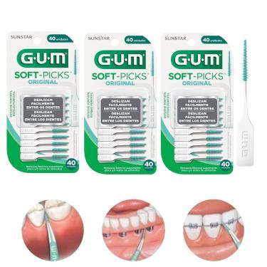Imagem de Kit Palito Interdental Descartável Gum Soft Picks para Aparelho com Estojo Portátil Branco 120 Unidades