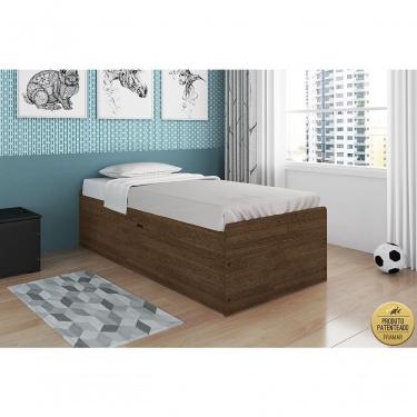Imagem de Cama Baú Solteiro Camila 94,5cm para Colchão 88x188cm em MDF-MDP Malbec Framar