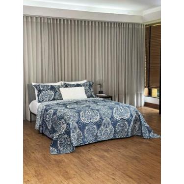 Imagem de Cobreleito Dupla Face Casal Estampado- 2,20m x 2,40m - 3 peças - Leppe
