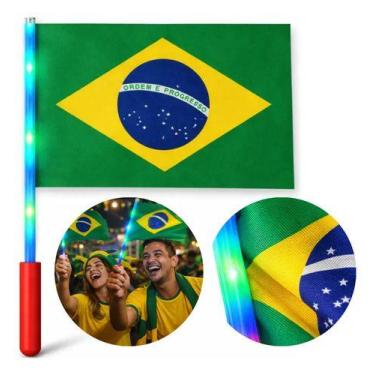 Imagem de Bandeira De Mão 28cm Com Led Luz Brasil Copa Do Mundo Bandeira Do Bras