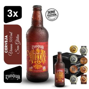 Imagem de Cerveja Vienna Cervejaria Louvada 500ml Kit 3 unidades Sem Glúten