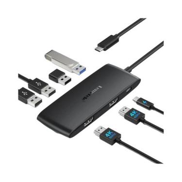 Imagem de Hub USB-C 4K HDMI Duplo Com 100W PD, Estação De Acoplamento Tipo C Par