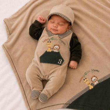 Imagem de Kit Saida Maternidade Bebe Menino Animais Safari - Pitu Baby, Bege, ÚN
