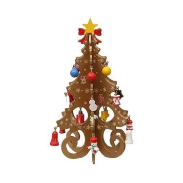 Imagem de Decoração De Árvore De Natal 3D Artesanal Em Madeira Para Mesa Com Ace