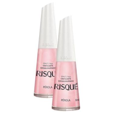 Imagem de Kit 2 Esmalte Risqué Rosas Cintilantes Pérola 8ml