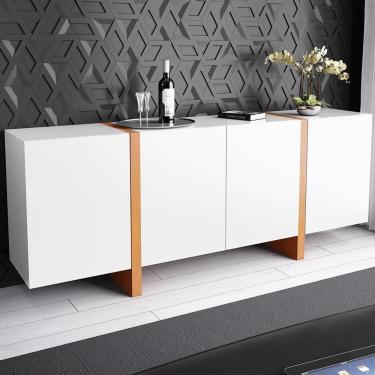 Imagem de Buffet Barone 4 Portas 1 Gaveta Interna 160cm Laca Branca