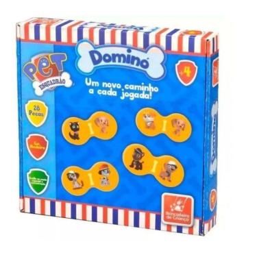 Imagem de Brinquedo didático Dominó do Esquadrão Pet em madeira 28 pcs