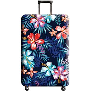 Imagem de Capa de bagagem, capa protetora lavável – Protetor de mala de viagem elástico de elastano serve para 48 a 76 cm preto, Flor, L: Fit 26-28 Inch Luggage