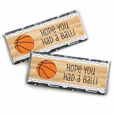 Imagem de Big Dot of Happiness Nothin' but Net - Basketball - Candy Bar Wrappers Lembrancinhas de festa de aniversário - Conjunto de 24