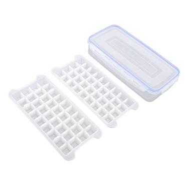 Imagem de Bandeja de molde de cubo de gelo, máquina de fazer gelo doméstica de grande capacidade com tampa para freezer, módulos quadrados de 2 camadas para fazer café de chá de uísque de coquetel gelado, 72 cu