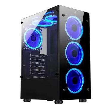 Imagem de Gabinete Gamer Rise Mode Glass 06X Black - Lateral e Frontal em Vidro - USB 3.0 - RM-CA-06X-FB