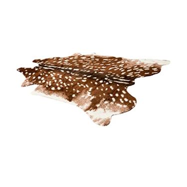 Imagem de UGPLM Tapete de cervo falso antiderrapante tapete de casa de fazenda rústico ecológico multifuncional animais tapete de impressão falsa para sala de estar casa cozinha