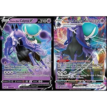 Imagem de Shadow Rider Calyrex - Vmax & V - Chilling Reign - Lote de cartas ultra raro Pokemon - 074/198 e 075/198