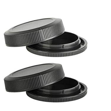 Imagem de Tampa de lente traseira R5 R6 e tampa de corpo RF-5 adequado para Canon EOS R R6 R5 RP com suporte RF (pacote com 2 + 2)