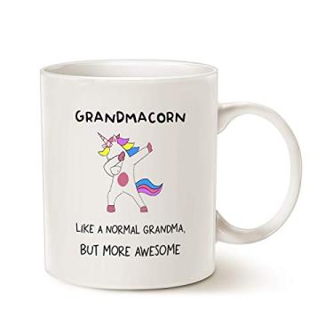 Imagem de MAUAG Caneca de café engraçada unicórnio legal avó presentes de Natal, Grandmacorn Like a Normal Grandma But More Awesome Cups for Grandmother Mom Wife, branco 325 ml