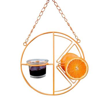 Imagem de Yajun Alimentador de Pássaros Pendurado Bebedor de Água para Jardim Externo Fácil de Limpar e Preencher Bandeja Removível para Atrair Pássaros Laranja