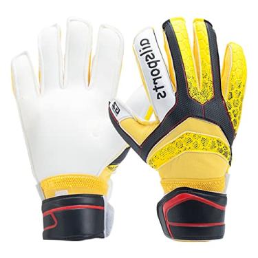 Imagem de Luvas de goleiro de futebol adulto para treinamento e combinação kits de goleiro de futebol com aderência forte proteção de dedo com malha respirável, amarelo, 5 (comprimento: 15 cm)