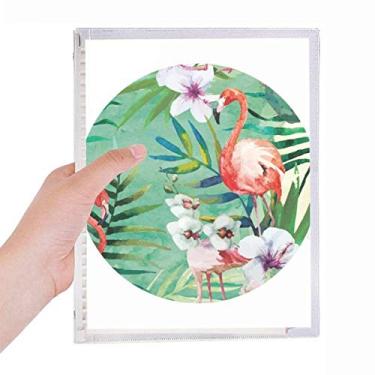 Imagem de Caderno de plantas tropicais, flamingo, animal, folhas soltas, recarregável, papelaria