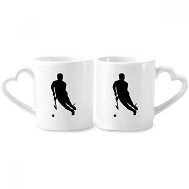Imagem de Conjunto de canecas de porcelana para casais, esportes, corrida, educação física, de hóquei, coração