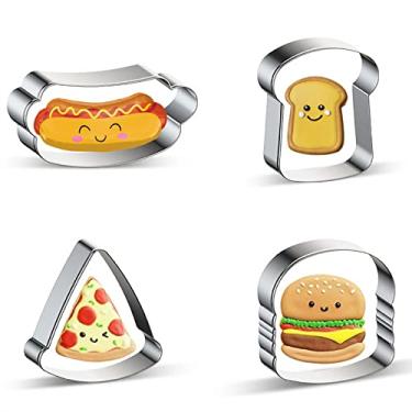 Imagem de Azflyife Cortadores de biscoito hambúrguer, torrada/fatia de pão, cachorro-quente, cortador de biscoito de pizza formas conjunto de assar - moldes de metal de aço inoxidável de biscoito cortadores para cozinha assar Natal pequeno cortador de biscoito
