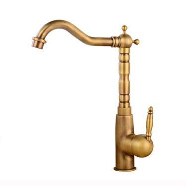 Imagem de LIDON Torneira de pia de cozinha alta, torneira giratória de 360 graus para pia de banheiro, torneira de pia de latão vintage cozinha, torneira de pia de cozinha retrô, antigo A (cor: antigo b)